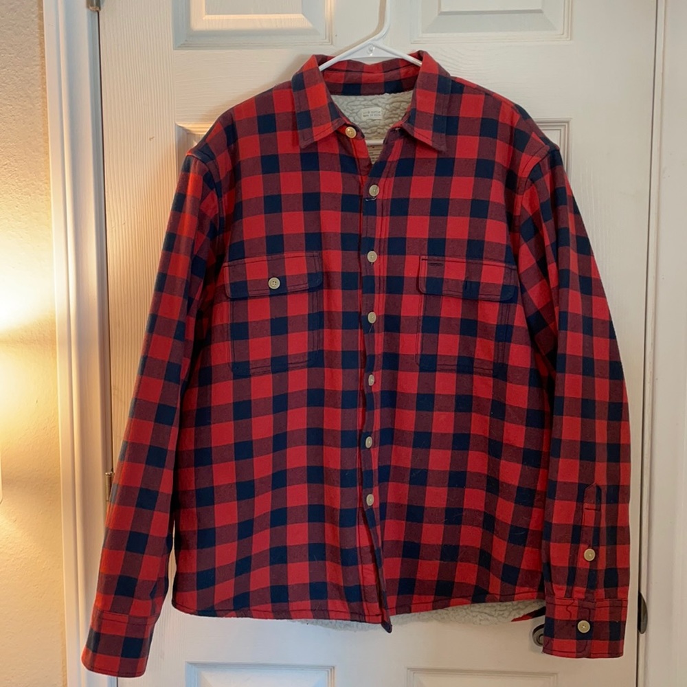 Men’s Sherpa Buffalo Check Button-up Jacket